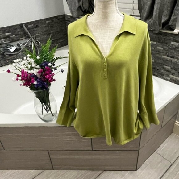 Talbots Light Green Women's Blouse Plus Size 3X - Picture 3 of 8